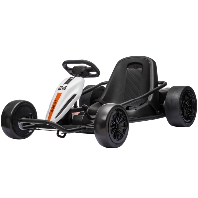 Qaba Kids Electric Drift Go Kart, 24V Dual Motor, 7.5MPH, White