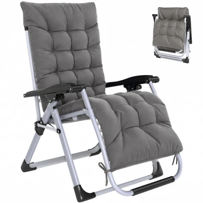 Outsunny Reclining Zero Gravity Chair with Adjustable Backrest, Folding Garden Sun Lounger, Outdoor Recliner with Removable Cushion and Headrest, Dark Grey