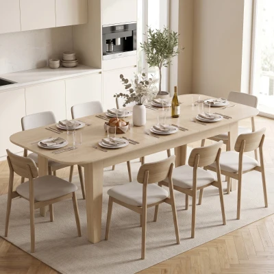 HOMCOM Extendable Dining Table, Farmhouse Oak, Seats 4-6