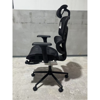 HOMCOM Ergonomic Office Chair with Lumbar Support, 2D Headrest, Mesh Reclining Desk Chair with Footrest, Swivel Wheels, Black