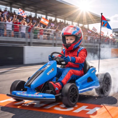 Qaba 24V Kids Electric Drift Go Kart, Dual Motors, 7.5MPH, Blue