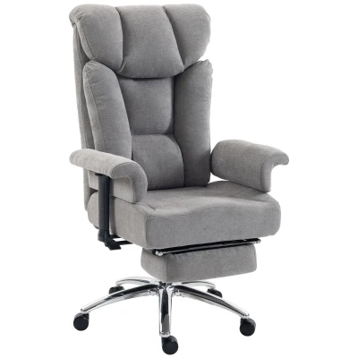 HOMCOM 550lbs Big and Tall Office Chair, Heavy Duty Executive Desk Chair with Adjustable Padded Armrests and High Back, Grey