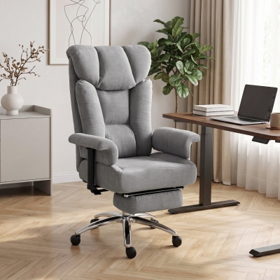 HOMCOM 550lbs Big and Tall Office Chair, Heavy Duty Executive Desk Chair with Adjustable Padded Armrests and High Back, Grey