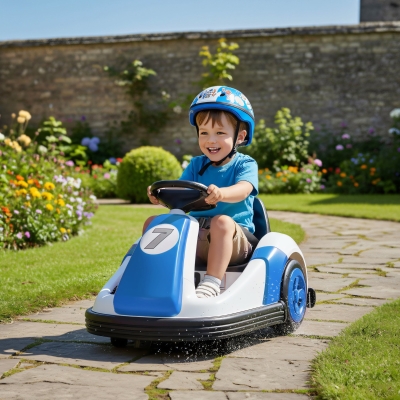 Qaba 6V Bumper Car, Electric Car for Kids with Slow Start, 360° Spin, Music and Horn for 37-72 Months, Blue