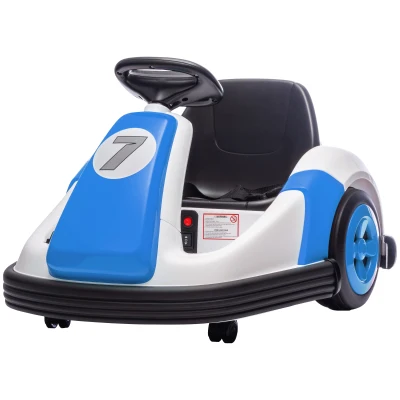 Qaba 6V Bumper Car, Electric Car for Kids with Slow Start, 360° Spin, Music and Horn for 37-72 Months, Blue