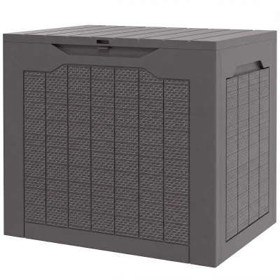 Outsunny 30 Gallon Deck Box, Resin Outdoor Storage Box with Handles, Waterproof and UV Resistant Storage Container