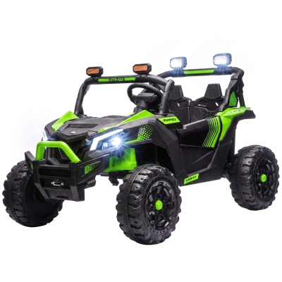 Qaba 24V 2-Seater Ride On Truck Car, Remote, Dual Motors, Green