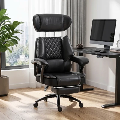 HOMCOM Big & Tall Office Chair 500lbs, Wide Seat, Footrest, Lumbar Support