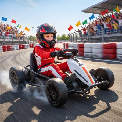 Qaba Kids Electric Drift Go Kart, 24V Dual Motor, 7.5MPH, White