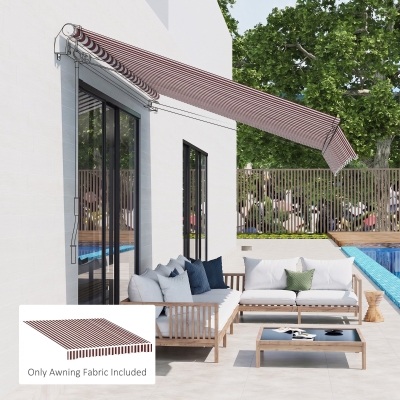 Outsunny Retractable Awning Fabric Replacement for 9' x 8' Outdoor Sunshade Canopy Awning, UV Protection Cover, Red and White