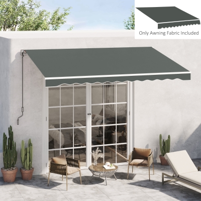 Outsunny 13' x 8' Retractable Awning Fabric Replacement Outdoor Sunshade Canopy Awning Cover, UV Protection, Grey