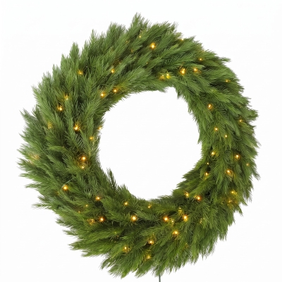HOMCOM 36" Pre-Lit Norwegian Spruce Christmas Wreath, 100 LED, Green