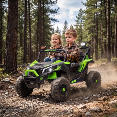 Qaba 24V 2-Seater Ride On Truck Car, Remote, Dual Motors, Green