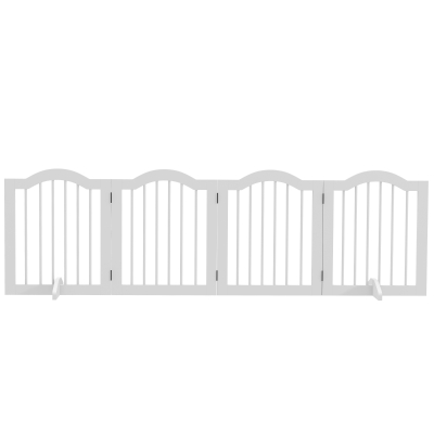 PawHut 24"H Foldable Dog Gate, 4 Panels Freestanding Pet Gate Barriers Indoor with Support Feet White