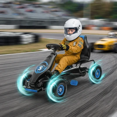 Aosom Kids Pedal Go Kart, Ergonomic Ride-on Toy, Blue