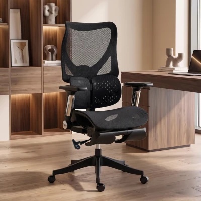 HOMCOM Ergonomic Mesh Office Chair with Lumbar Support, Black