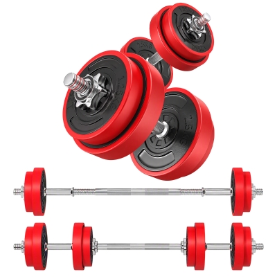 Soozier 44lbs Adjustable Dumbbell Set, Convertible Barbell