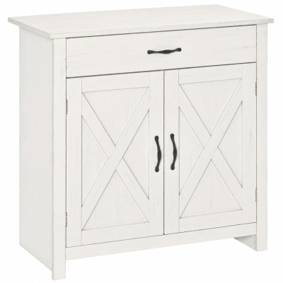 HOMCOM Farmhouse Barn Door Sideboard Cabinet with Drawer, White Wash