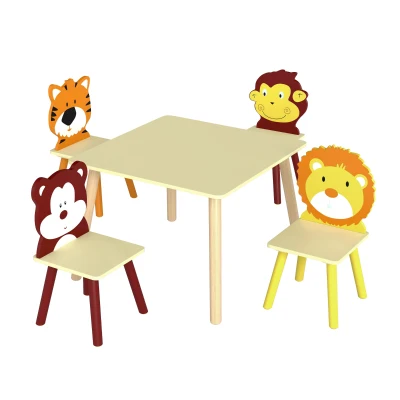 Qaba Kids Table and 4 Chairs Set for Art, Craft, Drawing and Snack Time, Playroom, Classroom, Nursery, Boys Girls 3-8, Yellow