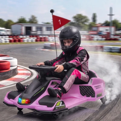 Aosom 12V Electric Go Kart, Pink with Music & Lights