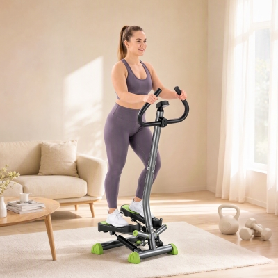 Soozier Twist Stepper Exercise Machine with Adjustable Resistance, LCD Screen - Grey & Green