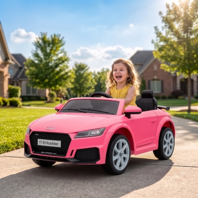 Qaba 12V Ride on Car for Kids, Audi TT RS Licensed Electric Car with Remote Control, Dual Motors, for 2-3 Years, Pink