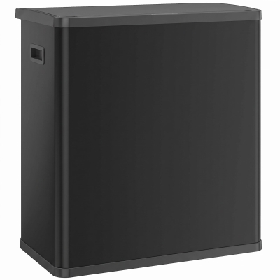HOMCOM Automatic Trash Can, 15.8Gal / 60L Touchless Garbage Can with Dual Compartments, Stainless Steel, Black