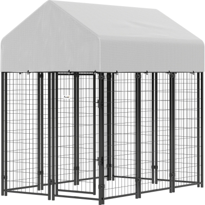 PawHut 6' x 4' Outdoor Dog Kennel with Roof & Escape-proof Lock