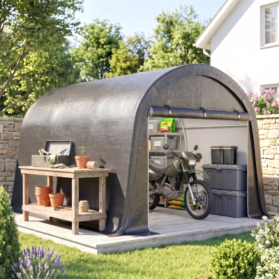 Outsunny 10' x 10' Outdoor Storage Tent, Heavy Duty and Waterproof Portable Shed for Bike, Motorcycle & Garden Tools