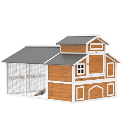 PawHut 79" Wooden Chicken Coop with Run & Nesting Boxes