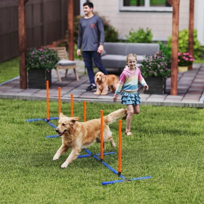 PawHut Dog Agility Training Poles with Carry Bag, Adjustable
