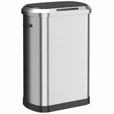 HOMCOM Automatic Trash Can, 13.2Gal / 50L Touchless Garbage Can with Soft-Close Lid, Stay Open, Stainless Steel, Silver