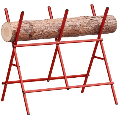 HOMCOM Foldable Saw Horse, Heavy Duty Cutting Stand with Adjustable Height and Width, A-Frame Sawhorse with Locking Buckle
