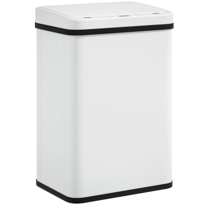 HOMCOM 10.6 Gal (40 L) Automatic Garbage Can w/ Soft-Close Lid, Trash Can with Fingerprint Resistant Stainless Steel, White