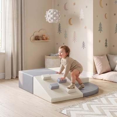 Qaba Soft Play Set, 4-Piece Climbing Blocks for Baby, Indoor Soft Play Toys with PU Leather