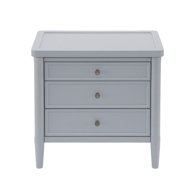 Modern Farmhouse Nightstand with 3 Storage Drawers, Wooden Bedside End Table with Tapered Legs, 23.5'' L x 15.5'' W x 24.5'' H, Gray