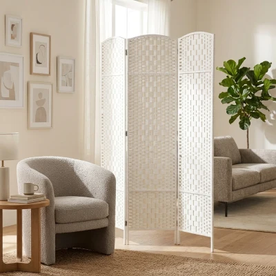 Room Divider 53.1" W x 0.8" D x 70.9" H White