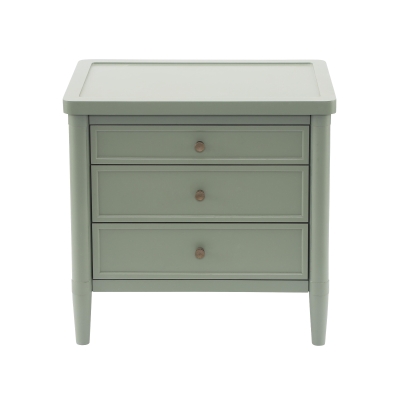 Modern Farmhouse Nightstand Set of 2 with 3 Storage Drawers, Wooden Bedside End Tables with Tapered Legs, 23.5'' L x 15.5'' W x 24.5'' H, Green