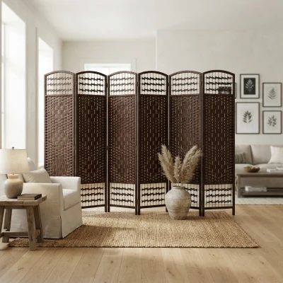 HOMCOM 6-Panel Folding Privacy Screen Room Divider, Brown