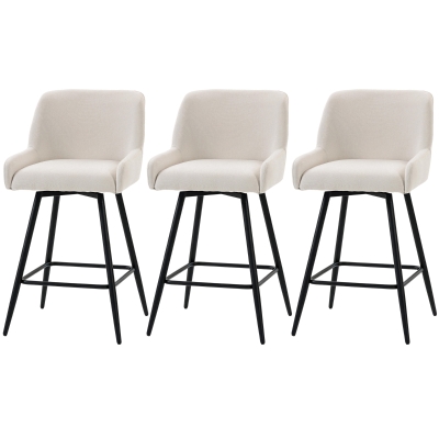 HOMCOM Swivel Counter Bar Stools with Linen Seat, Cream White
