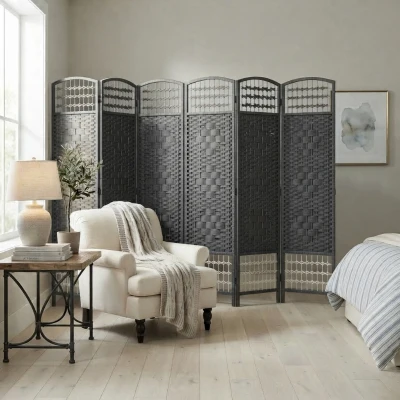 HOMCOM 6-Panel Folding Privacy Screen Room Divider, Dark Gray