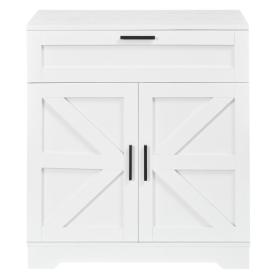 Versatile 3-in-1 Flip Top Makeup Vanity Cabinet with LED Lighted Mirror, Rustic Dressing Table for Bedroom, 26.5'' L x 19.5" W x 29.5" H, White