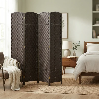Room Divider 63" W x 0.6" D x 66.9" H Brown