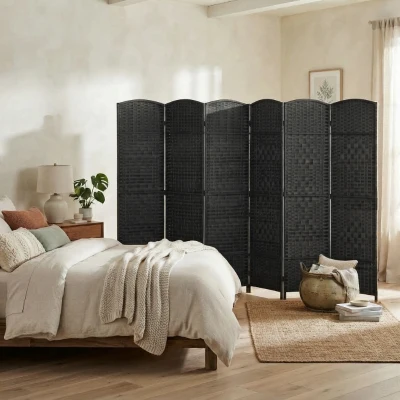 HOMCOM 6-Panel Folding Privacy Screen, 5.6' Tall Room Divider, Black