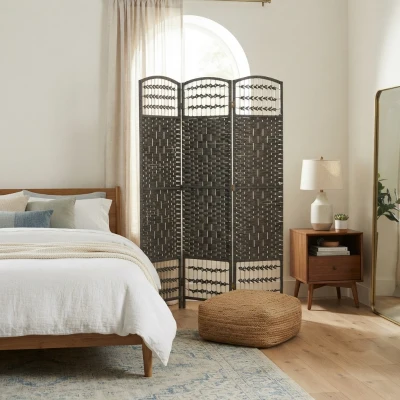 HOMCOM 3-Panel Folding Privacy Screen Room Divider, Dark Gray