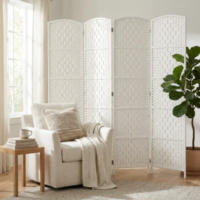 Room Divider 70.9" W x 0.8" D x 70.9" H White
