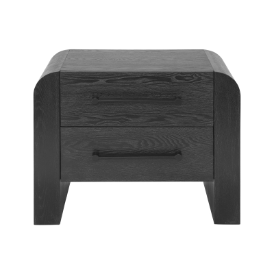Minimalist Modern Nightstand with Black Metal Handles, Wooden Bedside Storage Table for Bedroom, 28.5'' L x 15.5'' W x 23.5'' H, Black