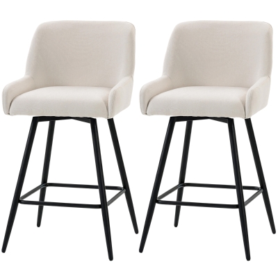 HOMCOM Swivel Counter Bar Stools with Linen Seat, Cream White