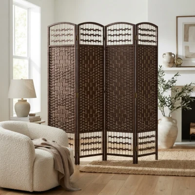 HOMCOM 4-Panel Folding Privacy Screen Room Divider, Brown