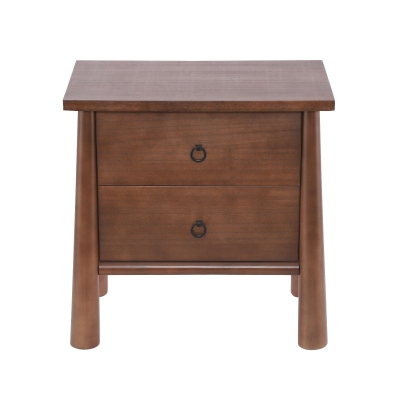 Modern Nightstand with 2 smooth-gliding drawers, Wooden Bedside Storage Table with Signature Rounded Legs, 23.5'' L x 15.5'' W x 23.5'' H, Brown